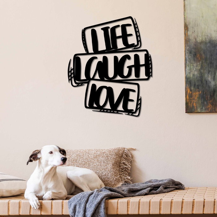 Wallity Life Laugh Love Escultura de Pared de Metal Negra Wallity Life Laugh Love Escultura de Pared de Metal Negra